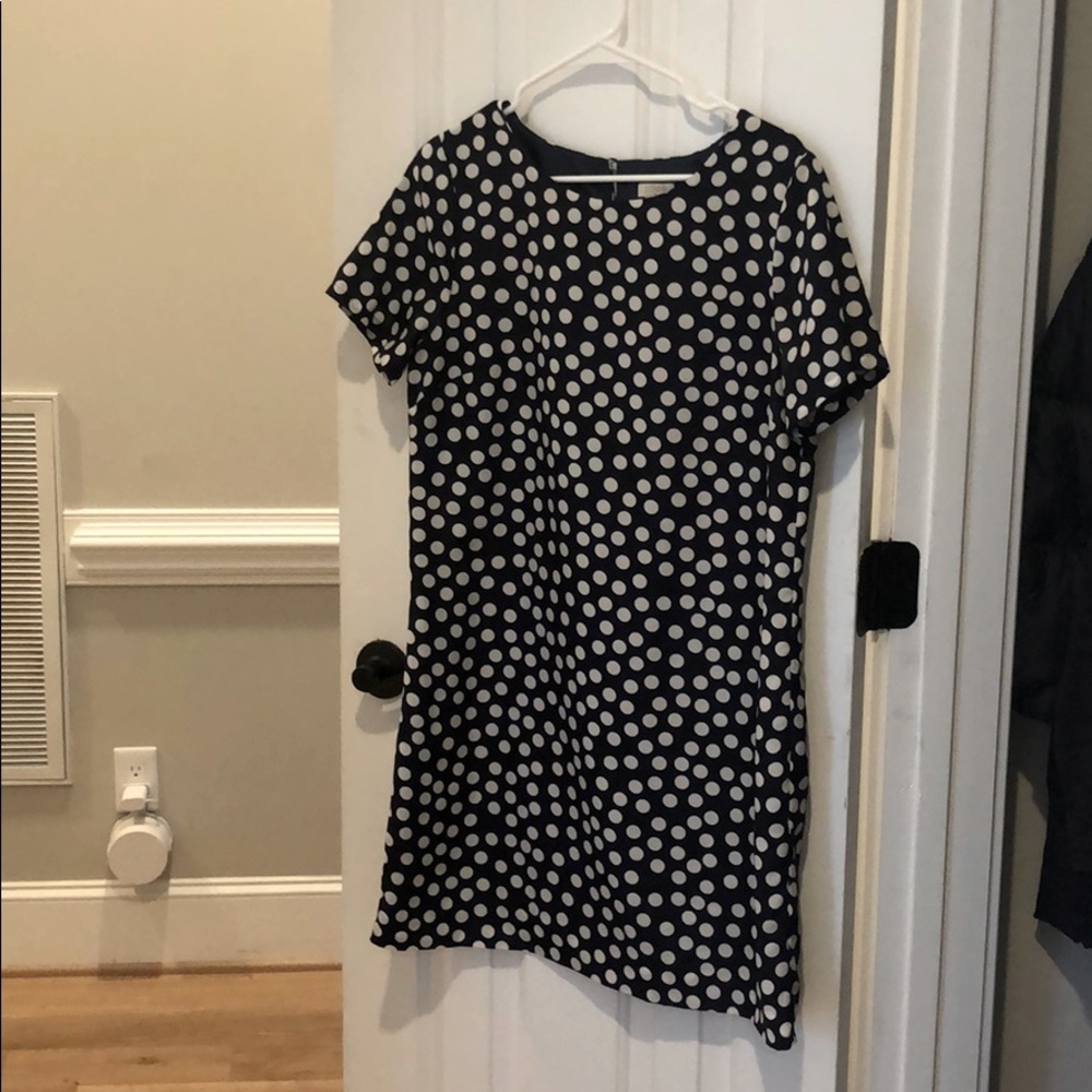 J Crew Polka dot sheath dress - navy blue & white